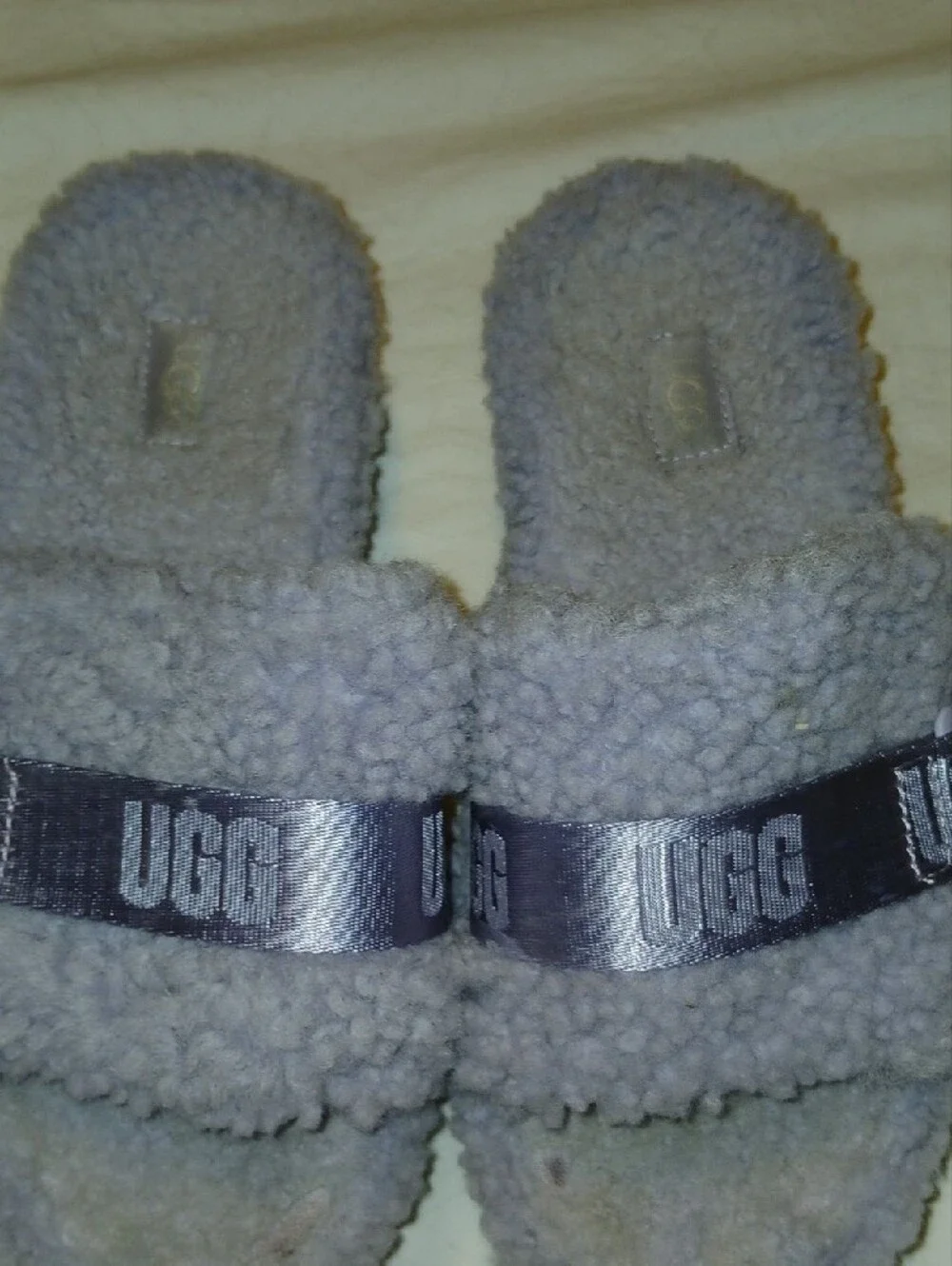 UGG Womens Purple Gray Fluffita Shearling Slide Platform Sandals     Sz: 8